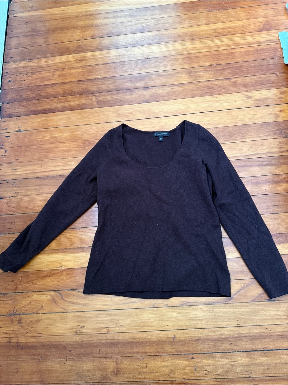 Banana Republic Scoop Neck Long Sleeve Top - Dark Brown